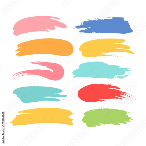 Collection of colorful brush strokes on a transparent background