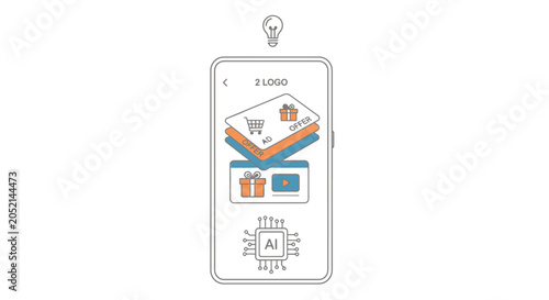Canvastavla An Illustration Of A Smartphone With A Lightbulb Above It The Phone Screen