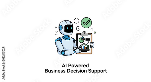An Illustration Of A Robot Holding A Clipboard With A Chart And A