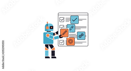 An Illustration Of A Robot Holding A Clipboard And Pointing To A Document