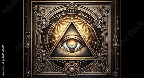 All seeing eye in triangle symbol 7.