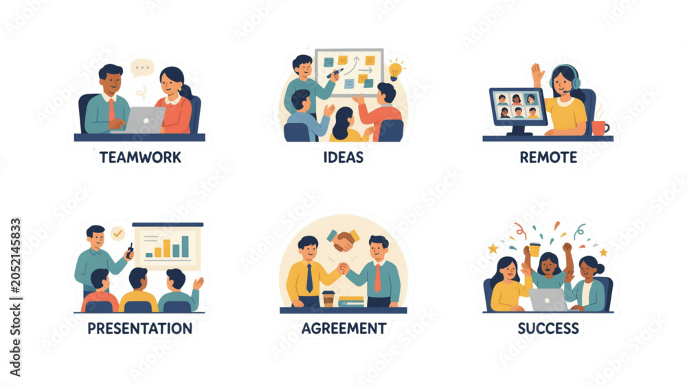 Fototapeta premium Flat design diverse team collaborating with modern technology in a bright office setting Vector