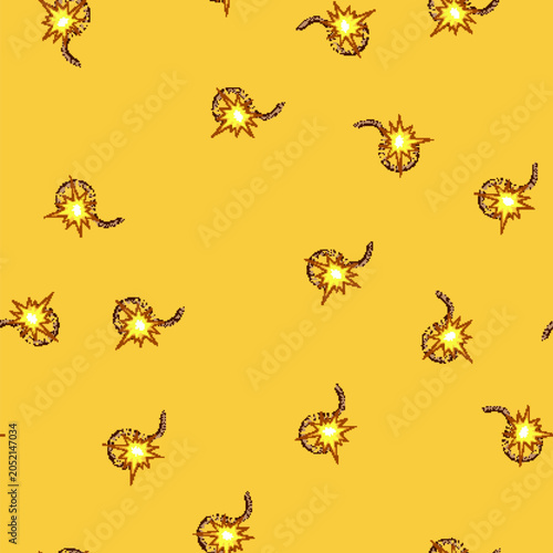 Photography seamless pattern detonation dynamite fuse cartoon