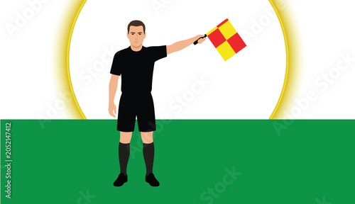 Bild auf Leinwand Soccer referee holding a flag