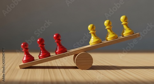 Pawns on a balancing scale