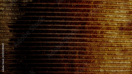 Schilderij op canvas horizontal striped brown corduroy fabric texture casting a dramatic dark shadow