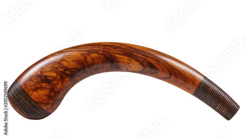 Slika na platnu Curved polished briar wood pipe stem with ribbed texture