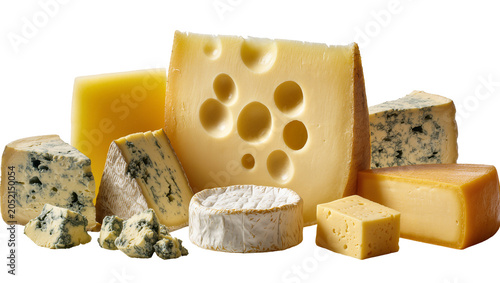 Foto Assortment of Cheeses Swiss Blue Cheese Brie Cheddar, Gouda