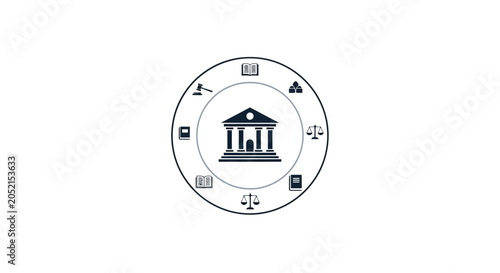 A Circular Icon With A White Background In The Center Of The Circle There