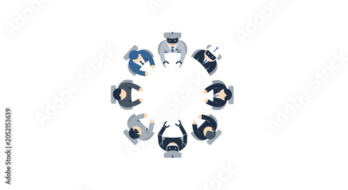 A Circular Illustration Of A Group Of People Arranged In A Circle The