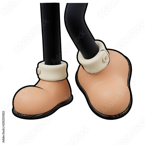 Cartoon Character Feet with Tan Shoes and Black Trousers