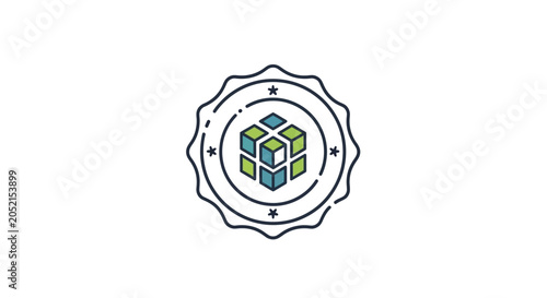 A Circular Logo With A White Background In The Center Of The Logo There Is
