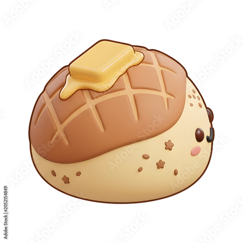Cute Kawaii Bread with Melting Butter