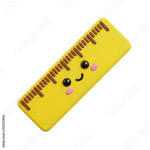 Cute Kawaii Yellow Ruler with Happy Face