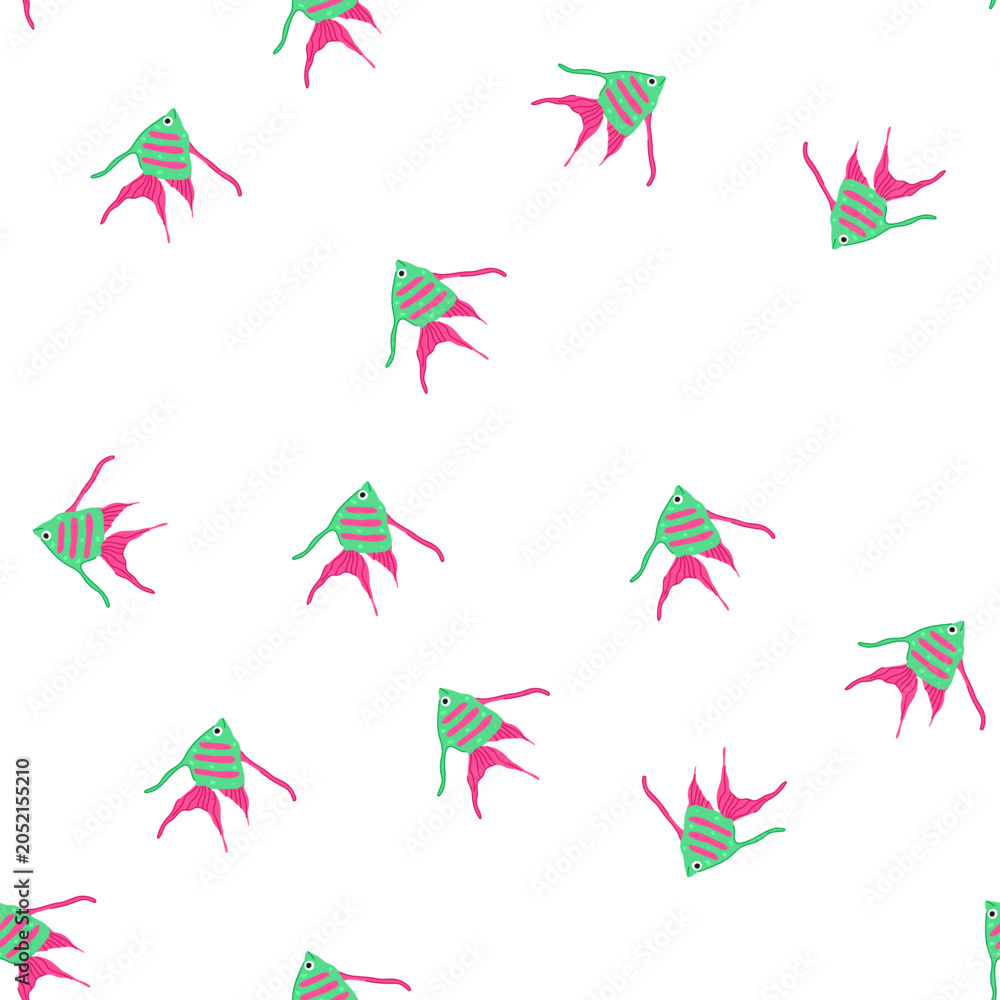 Foto pattern tetra exotic fish cartoon