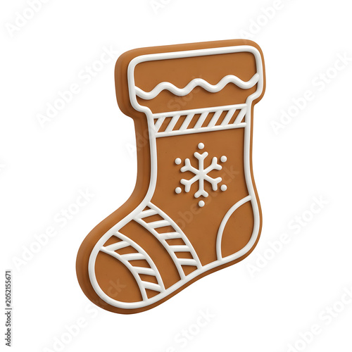 Gingerbread Christmas Stocking Cookie with Snowflake