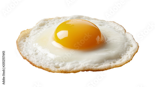 Tableau sur toile Fried egg with bright yellow yolk and white albumen