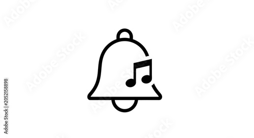 Vászonkép Notification bell with music note.