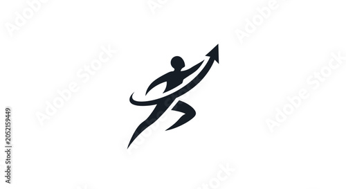 Φωτογραφία Person Running with Arrow Upward.