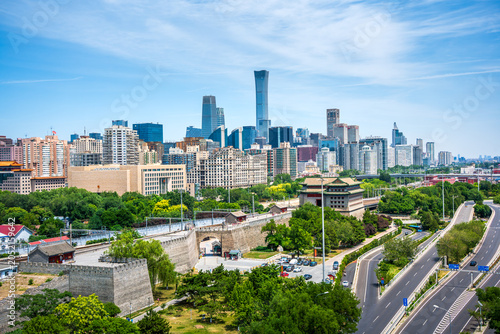 Photos The skyline of Beijing CBD and the scenery of the Ming Dynasty city wall