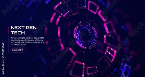 Futuristic digital data network background with connected points, analytics dashboard elements, big data visualization and AI technology concept for business, fintech and innovation projects.