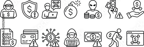 Quadro su tela Fraud thin line icon set