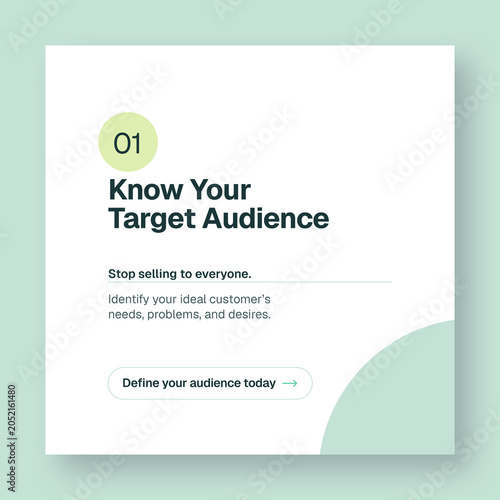 Business marketing tips social media post template with target audience text