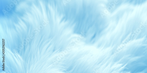 Obraz na plátně Soft light blue feathers fur texture background with fluffy white plumage
