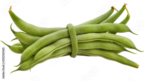Cuadro en lienzo Bundle of fresh green beans tied with a green bean