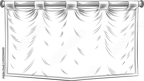 Valokuva Hand drawn medieval vintage style illustration of a draped fabric royal knight banner flag hanging from a pole