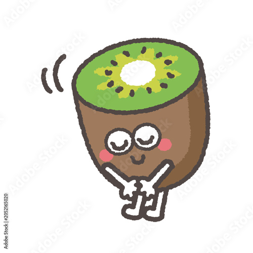 お辞儀をするかわいいグリーンキウイのキャラクター