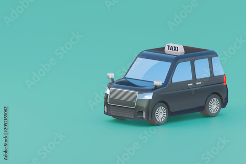 Photos 働く車・日本の黒いタクシーの3Dイラスト