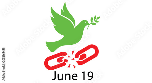 Quadro su tela June nineteenth freedom illustration dove breaking chains symbolic of liberation