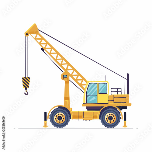 Yellow mobile crane illustration