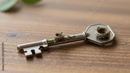 Key Turning Into Sprouting Green Tree Branch