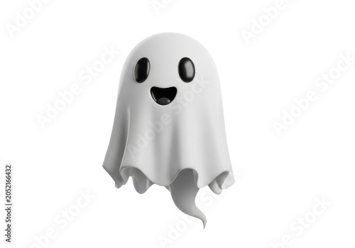 Cute cartoon ghost character isolated on transparent background