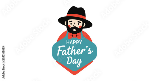 Bild auf Leinwand Bearded man badge with happy father's day greeting