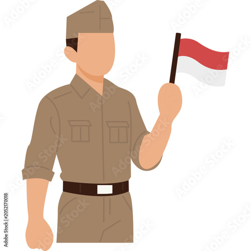 Independence Day Holding Flag Illustration