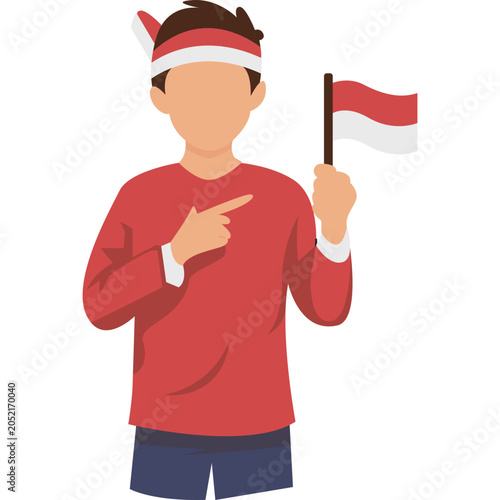  Independence Day Holding Flag Illustration