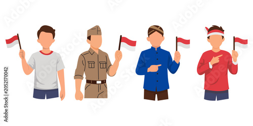  Independence Day Holding Flag Illustration