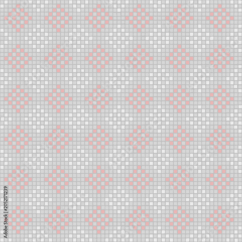 pink and gray diamonds. hand drawn pixels. vector seamless pattern. repetitive background. modern decorative art. geometric fabric swatch. textile design. embroidery template. home decor