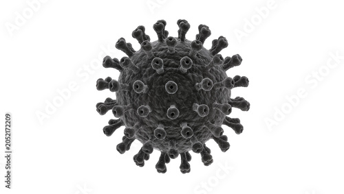 Obraz na plátně 3D rendering of a dark virus particle with spikes