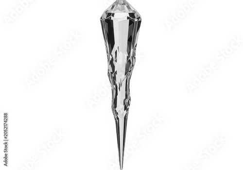 Clear crystal icicle ornament isolated on transparent background