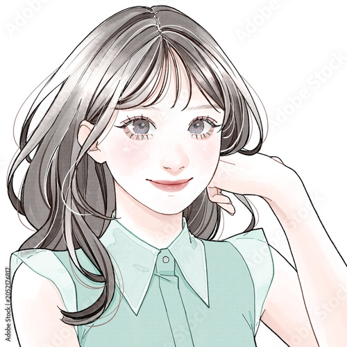 髪をかき上げている女性