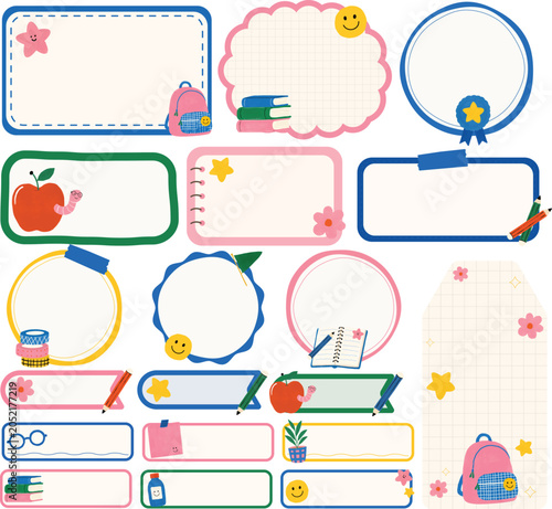 Cute Hand Drawn Back to School Name Labels Set