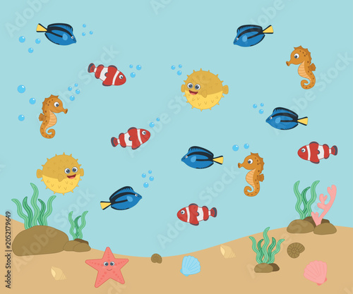 Photography Educational kids counting worksheet with ocean animals