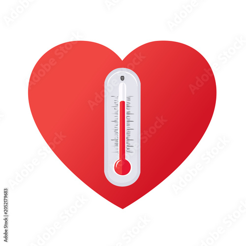 Red heart with thermometer illustration