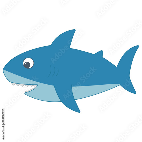 Cute cartoon shark vector asset isolated on white background