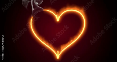 Glowing neon heart animation on dark background, love concept
