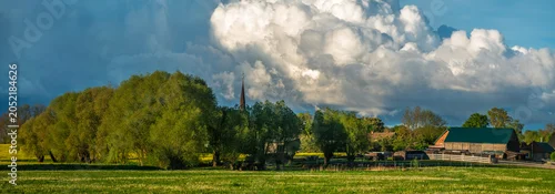 Panel kuchenny z motywem Storm clouds passing over a German countryside—panorama